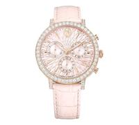 Swarovski Matrix Tennis Chrono Watch, Swiss Made, Leather Strap, Pink, Rose Gold-Tone Finish