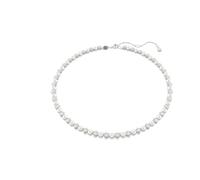 Swarovski Matrix Tennis necklace, Crystal pearl, Round cut, White, Rhodium plated