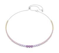 Swarovski Matrix Tennis Necklace, Gradient Of Round Cuts, Multicolored, Rhodium Plated