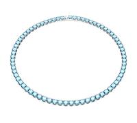 Swarovski Matrix Tennis necklace, Round cut, Blue, Rhodium plated