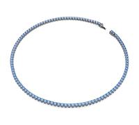 Swarovski Matrix Tennis Necklace, Round Cut, Blue, Ruthenium Plated, M, Crystal, No Gemstone