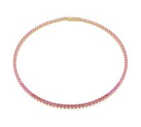 Swarovski Matrix Tennis necklace, Round cut, Pink, Gold-tone plated