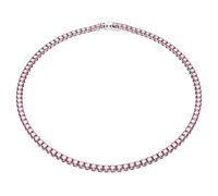 Swarovski Matrix Tennis necklace, Round cut, Pink, Rhodium plated