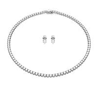 Swarovski Matrix Tennis set, Round cut, White, Rhodium plated