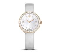 Swarovski Matrix Tennis Watch, Swiss Made, Leather Strap, Gray, Rose Gold-Tone Finish