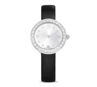 Swarovski Matrix Tennis Watch, Swiss Made, Leather Strap, Black, Stainless Steel