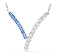 Swarovski Matrix V Pendant Necklace, Blue and Clear Mixed-Cut Crystals in a Rhodium-Finished Setting, Part of the Matrix Collection