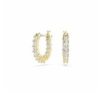 Swarovski Matrix Vittore Mini Hoop Earrings, Clear Round-Cut Crystals in a Gold-Tone Finished Setting, Part of the Swarovski Matrix Collection