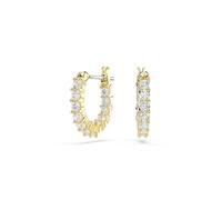 Swarovski Matrix Vittore Mini Hoop Earrings, Clear Round-Cut Crystals in a Gold-Tone Finished Setting, Part of the Swarovski Matrix Collection