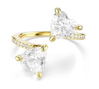 Swarovski Mesmera Attract open ring, Heart cut, White, Gold-tone plated