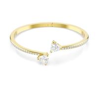 Swarovski Mesmera Bangle Bracelet, Clear Heart-Cut Crystals in a Gold-Tone Finished Setting, Size M, Part of the Mesmera Collection