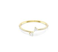 Swarovski Mesmera Bangle Bracelet, Clear Heart-Cut Crystals in a Gold-Tone Finished Setting, Size L, Part of the Mesmera Collection