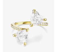 Swarovski Mesmera Gold Tone Plated Double Heart Zirconia Ring 5733477 55