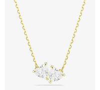 Swarovski Mesmera Gold Tone Plated Double White Zirconia Heart Necklace 5733475