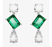 Swarovski Mesmera Green Mixed Cut Rhodium Plated Dropper Earrings 5665878