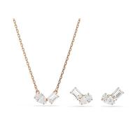 Swarovski Mesmera Jewellery Set, Pendant Necklace & Stud Earrings with Clear Mixed-Cut Crystals in a Rose Gold-Tone Finished Setting, Part of the Mesmera Collection