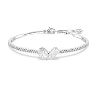 Swarovski Mesmera Moi et Toi Bangle Bracelet, Rectagular-Cut and Pear-Drop Cut Crystals with White Pavé Stones in a Rhodium Plated Setting, from the Mesmera Collection