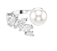 Swarovski Mesmera Open Ring, Crystal Pearl, Marquise Cut, White, Rhodium Plated