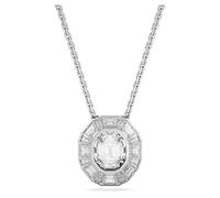 Swarovski Mesmera Pendant Necklace, Dancing Octagon Cut Centre Stone with White Baguette Step Cut Crystals, Rhodium Plated Chain, from the Mesmera Collection