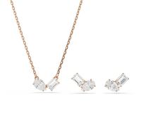Swarovski Mesmera Jewellery Set, Pendant Necklace & Stud Earrings with Clear Mixed-Cut Crystals in a Rose Gold-Tone Finished Setting, Part of the Mesmera Collection