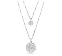 Swarovski Meteora layered pendant, White, Rhodium plated
