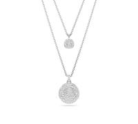 Swarovski Meteora layered pendant, White, Rhodium plated