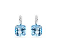 Millenia drop earrings, Cushion cut, Blue, Rhodium plated