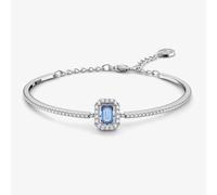 Swarovski Blue Crystal Bangle, Octagon Cut Blue Crystal in a Rhodium Plated Setting, from the Millenia Collection