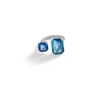 Swarovski Millenia open ring, Octagon cut, Blue, Rhodium plated