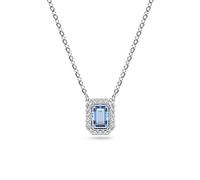 Una necklace, Octagon cut, Blue, Rhodium plated
