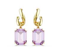 Swarovski Millenia drop earrings, Octagon cut, Purple, Gold-tone Finish, One Size, Crystal, crystal