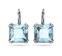 Swarovski Millenia Drop Earrings, Square Cut Blue Crystals in a Rhodium Plated Setting, from the Millenia Collection