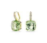 Swarovski Millenia Gold Cushion Cut Green Drop Earrings