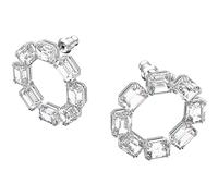 Swarovski Millenia hoop earrings, Octagon cut crystals, Pink, Rhodium plated