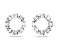 Swarovski , White Octagon Cut Hoop Earrings ,Gray female, Sizes: ONE SIZE