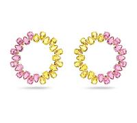 Swarovski Millenia hoop earrings, Pear cut crystals, Multicolored, Gold-tone plated