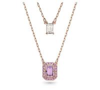 Swarovski Millenia layered necklace, Octagon cut, Rose gold-tone plated