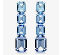 Millenia drop earrings, Octagon cut, Colour gradient, Blue, Rhodium plated