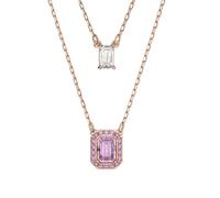 Swarovski Millenia Rose Gold Tone Plated Purple Crystal Octagon Cut Layered Necklace D - Gold