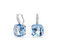 Swarovski Millenia Silver Tone Blue Crystal Cushion Cut Drop Earrings