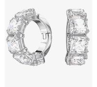 Swarovski Matrix clip earrings, Square cut, White, Rhodium plated