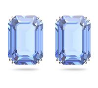 Swarovski Millenia Stud Earrings, Octagon Cut Blue Crystals, Rhodium Finish, Unisex, Crystal