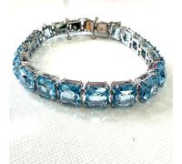 Swarovski Millenia Bracelet, Square Cut Crystals, Blue, Rhodium Plated