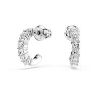 Mini Hoop earrings, Round cut, White, Rhodium plated