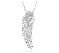Swarovski Mixed Cut Feather White Rhodium Plated Vienna Pendant and Brooch Necklace