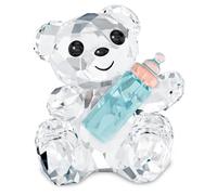 SWAROVSKI My Little Kris Bear Baby Figurine Clear Crystal with Blue and Pink Bottle Part of The My Little Kris Bear Collection