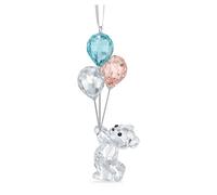 SWAROVSKI My Little Kris Bear Ornament Clear Crystal with Blue and Pink Balloons for Hanging on Tree or Display Part of The My Little Kris Bear Col