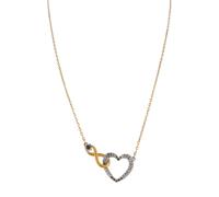 Swarovski Necklace & Earring Heart Set Infinity Gold Coloured Chain & Crystals