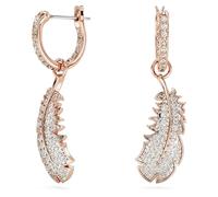 Swarovski Nice Rose Gold Plated Feather Dropper Earrings 5663486