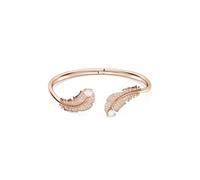 Swarovski Nice White Rose Gold-tone Plated Feather Bangle - Size S - Swarovski Crystal / Rose Gold-tone Plated